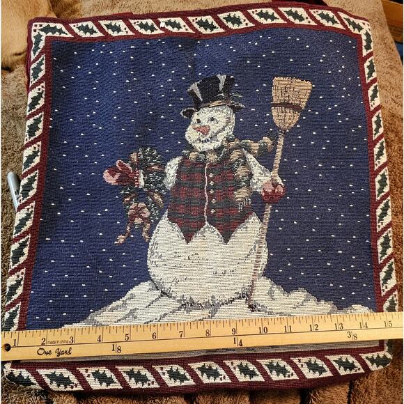 Snowman Tapestry Shoulder Tote Winter Decorative Functional Lined - Picture 7 of 7